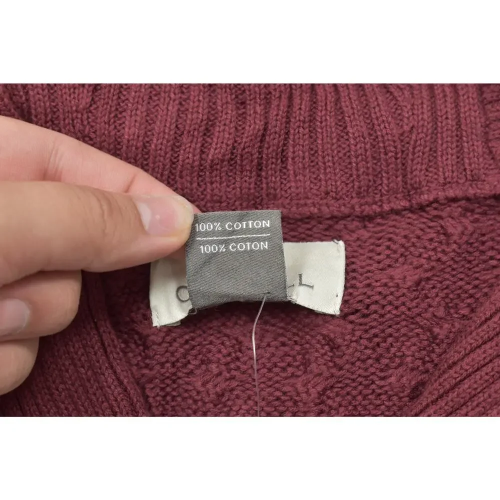Oak Hill Men's 4XLT Burgundy Shawl Neck Cable Knit Cotton Sweater NWT Big & Tall